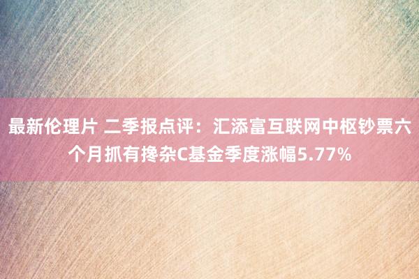 最新伦理片 二季报点评：汇添富互联网中枢钞票六个月抓有搀杂C基金季度涨幅5.77%