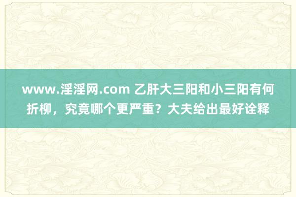 www.淫淫网.com 乙肝大三阳和小三阳有何折柳，究竟哪个更严重？大夫给出最好诠释