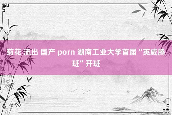 菊花 流出 国产 porn 湖南工业大学首届“英威腾班”开班