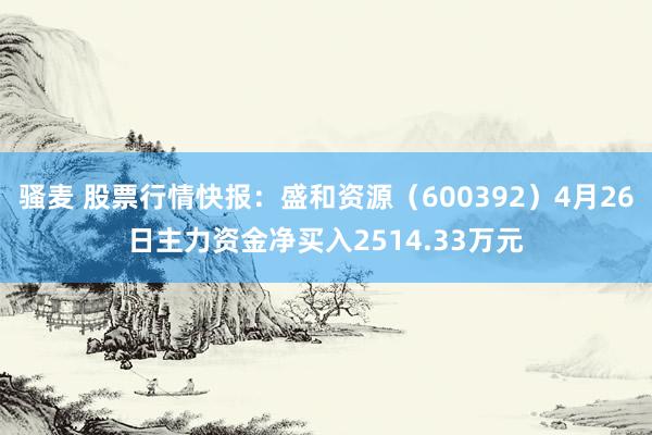 骚麦 股票行情快报：盛和资源（600392）4月26日主力资金净买入2514.33万元